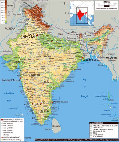 geographic map of india.